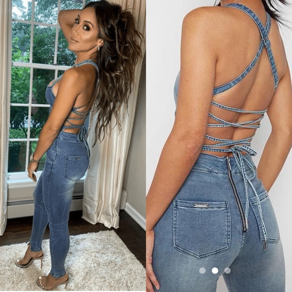 Maniere De Voir Denim Unitard US Size 0 - Picture 2 of 8